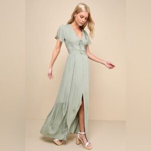 Lulu’s Green Boho Maxi Dress Size S